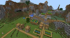 -1320359977: Дом на горе & Бассейн на крыше кузницы | Сид Minecraft PE