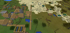 -200889213: Двойная деревня у спавна и крепость | Сид Minecraft PE